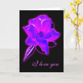 Carte Lumière de néon mauve rose mystique (Fleur jaune)