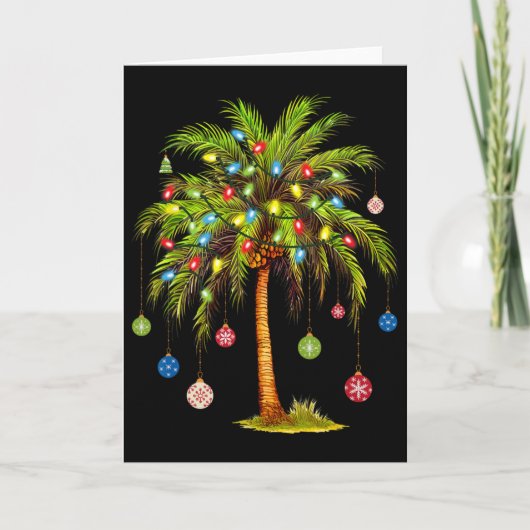 Carte Lumière de palmier de Noël Hawaïen Tropical Noël 1 (Devant)