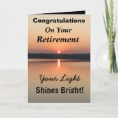 Carte Lumière de retraite brille coucher de soleil ensol (Devant)