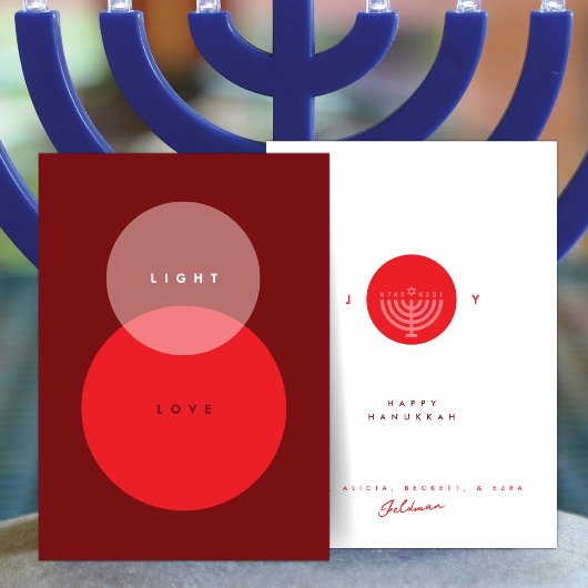 Carte Lumière moderne & Amour Red Hanoukka