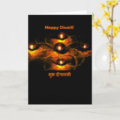 Carte Lumières de Diwali Diya et salutation heureuses de (Fleur jaune)