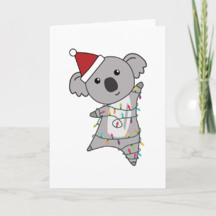 Carte Lumières de Fée de Noël de Koala Animal Mignon