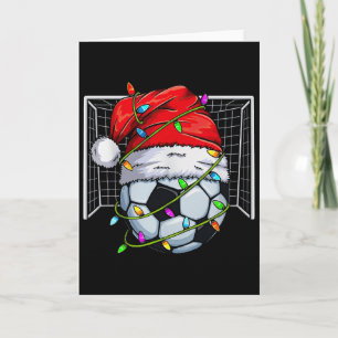 Carte Lumières de Noël de football Chapeau de Père Noël