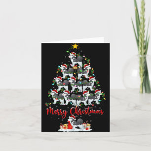 Carte Lumières de Noël Père Noël Husky Sibérien Chien Sa