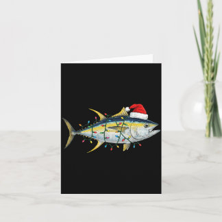 Carte Lumières de Noël Poisson Thon Festif Drôle Xmas