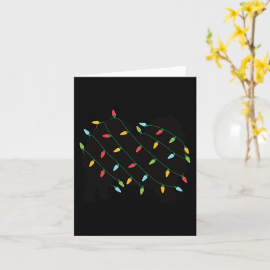 Carte Lumières de Noël Pomeranian Cadeau mignon pour am (Fleur jaune)
