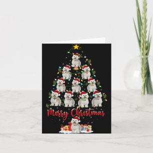 Carte Lumières de Noël Santa Bichon Frise Chien Sapin de