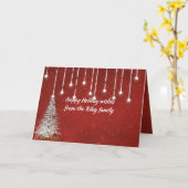 Carte lumières de Noël scintillantes sur fond rouge avec (Fleur jaune)