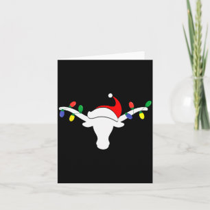 Carte Lumières de Noël White Longhorn Chapeau de Père No