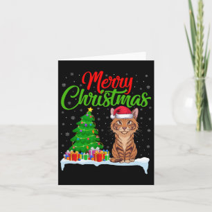 Carte Lumières de sapin de Noël de chat de Savannah Xmas
