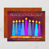 Carte lumineuse Budget Red Hanoukka bougies Peace  (Devant / Derrière)