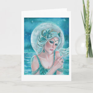 Carte Luna moon goddess mermaid art par Renee L. Lavoie