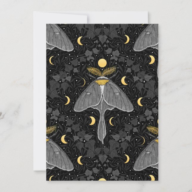 Carte Luna moth, phases de lune et lierre damassé patron (Devant)
