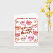 Carte Lunch Lady Valentines Day Retro Cute Cafeteria Swe (Fleur jaune)