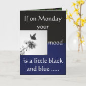 Carte Lundi noir et bleu (Fleur jaune)
