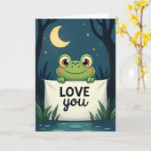 Carte Lune Amour de Grenouille Mignonne (Fleur jaune)