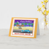 Carte Lune au-dessus d'anniversaire de Miami (Fleur jaune)