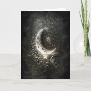 Carte Lune Céleste Étoiles Floral Vintage Tarot Mur