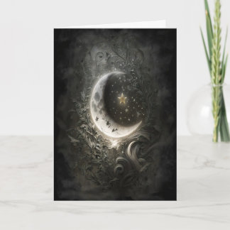 Carte Lune Céleste Étoiles Floral Vintage Tarot Mur