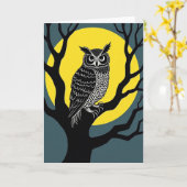 Carte Lune Chouette Effrayante (Fleur jaune)