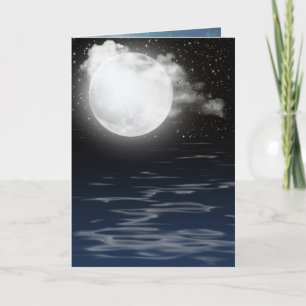 Carte Lune d'anniversaire avec réflexion sur l'eau