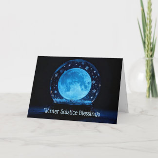 Carte Lune dans un globe de neige cristalline, solstice