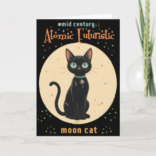 Carte Lune de chat noir atomique futuriste avec texte