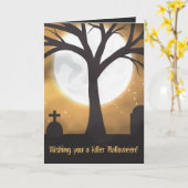 Carte Lune de Halloween (Fleur jaune)
