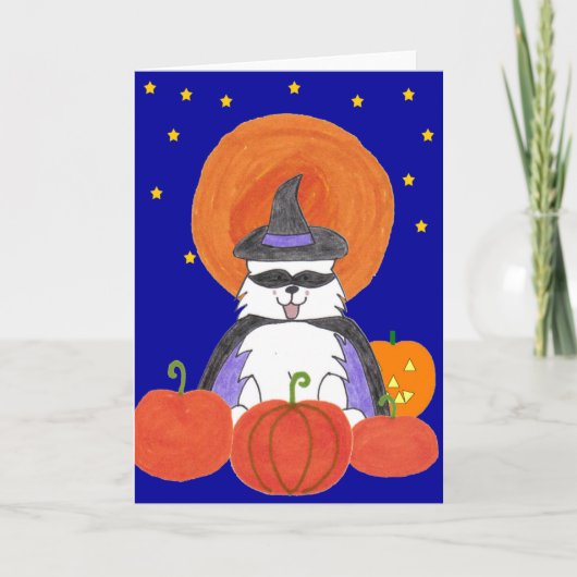 Carte Lune de Halloween de Samoyed (Devant)