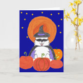 Carte Lune de Halloween de Samoyed (Fleur jaune)