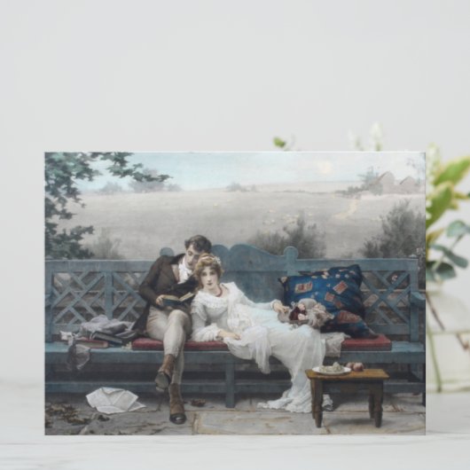 Carte Lune de miel (mari et femme sur un banc) (Debout devant)