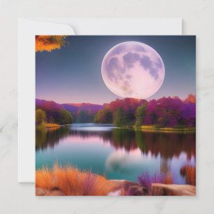 Carte Lune de récolte d'automne violet