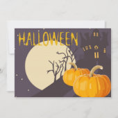 Carte Lune d'Halloween Éffrayante vintage et Citrouille  (Devant)