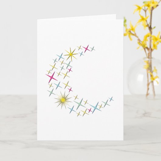 Carte Lune et étoiles (Fleur jaune)