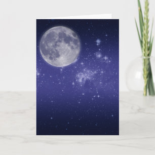 Carte Lune et étoiles brillantes