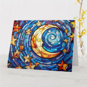 Carte Lune et étoiles en verre (Fleur jaune)