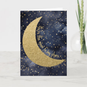 Carte Lune et Étoiles Saint Valentin Romantique