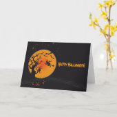 Carte Lune et sorcière heureuses de Halloween (Fleur jaune)