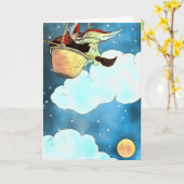 Carte Lune et sorcière pour enfants (Fleur jaune)