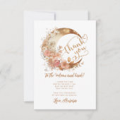 Carte Lune fleurie d'or merci à l'anniversaire de lune (Devant)