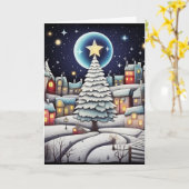Carte Lune hiver de joie (Fleur jaune)