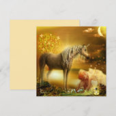 Carte Lune Imaginaire triste Fée fille et licorne (Devant / Derrière)