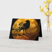 Carte Lune Orange Pleine Corbeau Noir Fumé Halloween Cor (Fleur jaune)