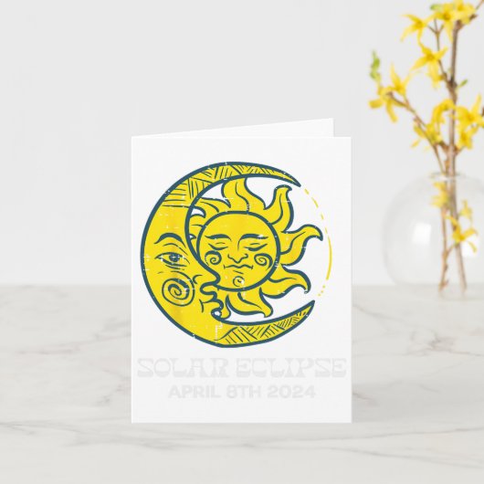 Carte Lune Solaire Eclipse 2024 Totalité Avril 8 Femmes (Fleur jaune)