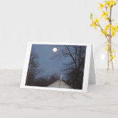 Carte Lune sur le clocher de l'église (Fleur jaune)