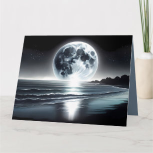 Carte Lune Surréelle Sur La Tranquille Côte Océanique
