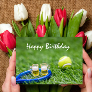 Carte Lunettes de bière avec balle de tennis anniversair