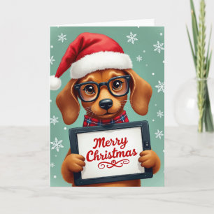 Carte Lunettes de chiot mignon Tablette Joyeux Noël