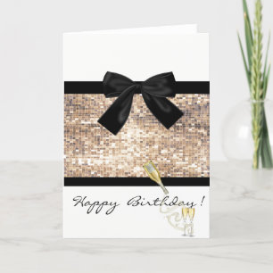 Carte Lunettes de fille mignonnes, Paillettes, Nœud, Car
