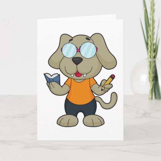 Carte Lunettes de livre nerd de chien (Devant)